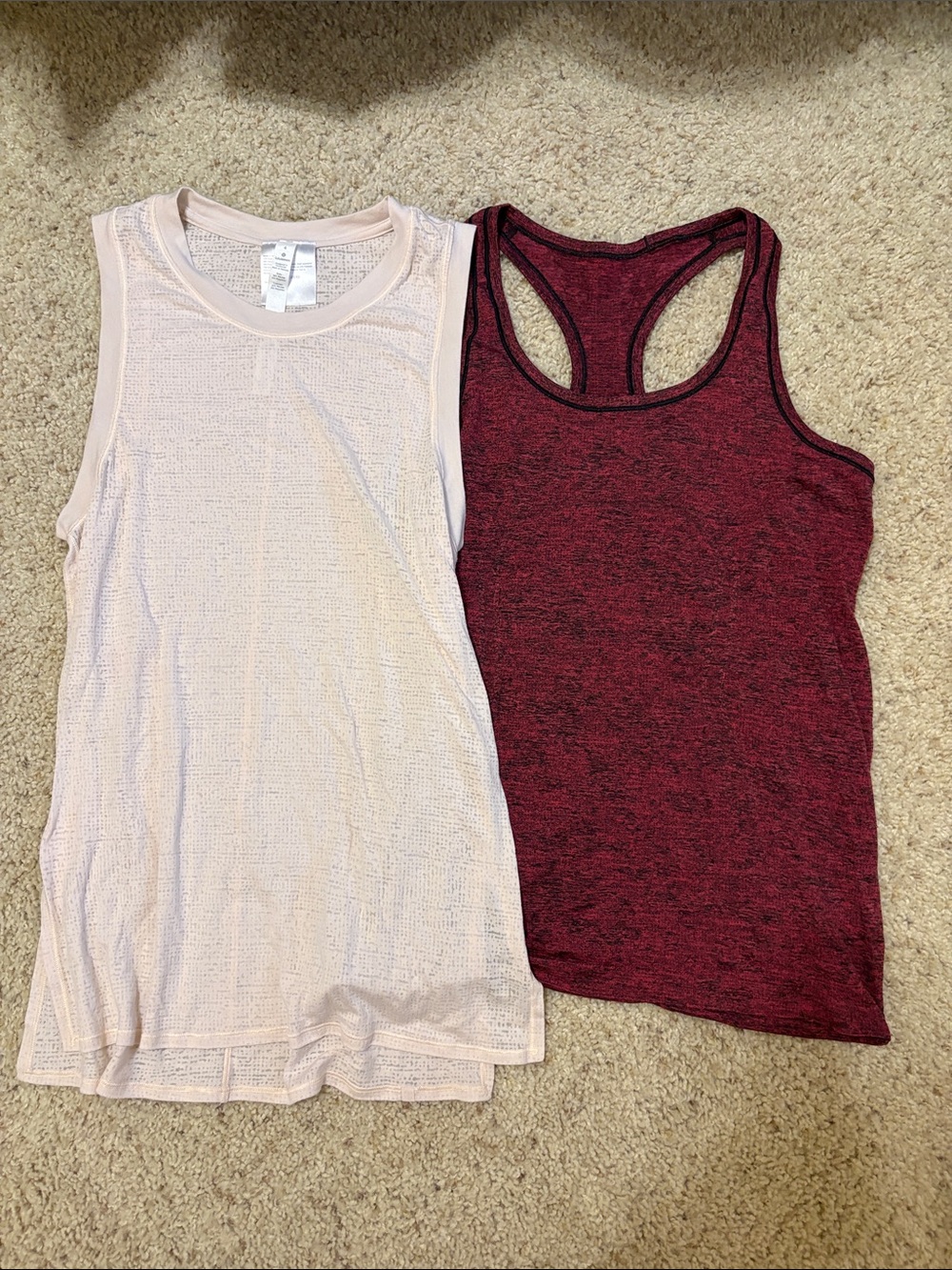 lululemon athletica bundle(2) Tank Tops- Light Pink + Burgundy